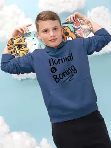 Instafab Boys Typography Printed Cotton Hooded Pullover Sweatshirt