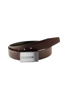 ZEVORA Men Textured Leather Reversible Belt