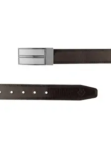 ZEVORA Men Textured Leather Reversible Belt
