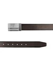ZEVORA Men Textured Leather Reversible Belt