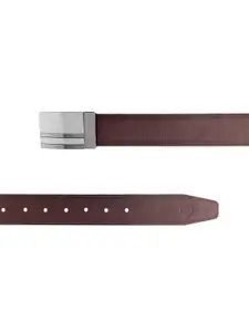 ZEVORA Men Textured Leather Reversible Belt