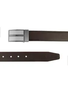 ZEVORA Men Textured Leather Reversible Belt