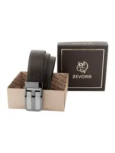 ZEVORA Men Textured Leather Reversible Belt