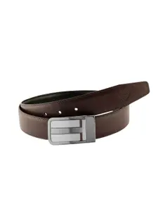 ZEVORA Men Textured Leather Reversible Belt