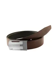 ZEVORA Men Textured Leather Reversible Belt