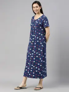 Kryptic Conversational Printed Pure Cotton Maxi Nightdress