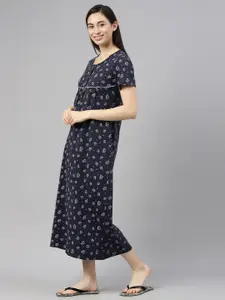 Kryptic Printed Pure Cotton Midi Nightdress
