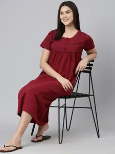 Kryptic Printed Pure Cotton Midi Nightdress