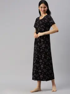 Kryptic Conversational Printed Pure Cotton Maxi Nightdress