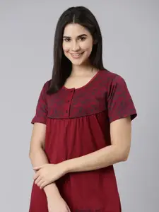 Kryptic Printed Pure Cotton Midi Nightdress