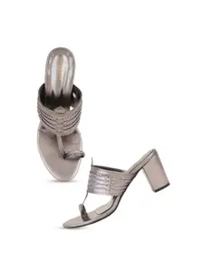 SCENTRA Ethnic Textured One Toe Block Heels