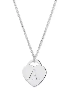 Carlton London Rhodium-Plated 92.5 Sterling Silver Heart Shaped Pendant With Chain