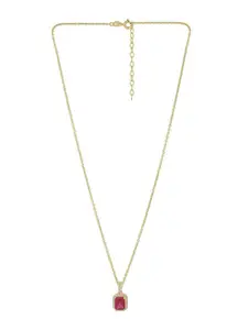 Carlton London Gold-Plated 925 Sterling Silver Cubic Zirconia Studded Pendant With Chain