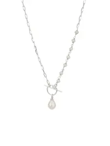 Carlton London 925 Sterling Silver Rhodium Plated Pearls Studded Necklace