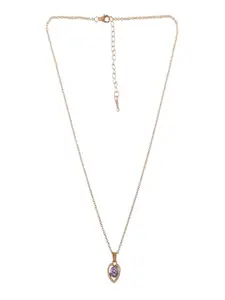 UNIVERSITY TRENDZ Gold-Plated Crystal Studded & Heart-Charm Pendant With Chain