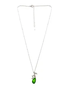 UNIVERSITY TRENDZ Silver-Plated Stone-Studded Pendant With Chain