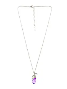 UNIVERSITY TRENDZ Silver-Plated Crystal-Studded Music Themed Pendant With Chain