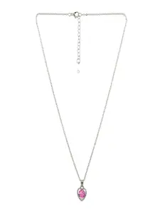 UNIVERSITY TRENDZ Silver-Plated Crystal-Studded Heart-Charm Pendant With Chain