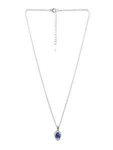 UNIVERSITY TRENDZ Silver-Plated Stone-Studded Heart-Charm Pendant With Chain