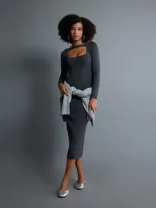 DeFacto Square Neck Long Sleeves Bodycon Dress