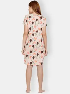 MAYSIXTY Graphic Printed Pure Cotton Nightdress
