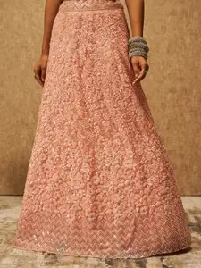 Soch Embellished Sequinned Net Unstitched Lehenga & Blouse With Dupatta