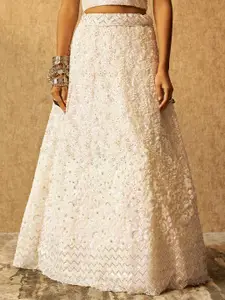 Soch Cream-Coloured Embellished Sequinned Unstitched Lehenga & Blouse With Dupatta