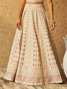 Soch Geometric Embroidered Beads and Stones Unstitched Lehenga & Blouse With Dupatta