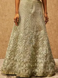 Soch Green Ethnic Motifs Embellished Sequinned Unstitched Lehenga & Blouse With Dupatta