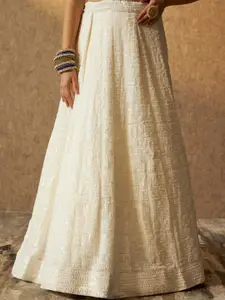 Soch Cream-Coloured Embellished Sequinned Unstitched Lehenga & Blouse With Dupatta