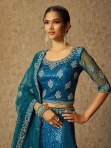 Soch Ethnic Motifs Embellished Sequinned Unstitched Lehenga & Blouse With Dupatta
