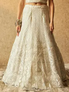 Soch Embellished Sequinned Net Unstitched Lehenga & Blouse With Dupatta