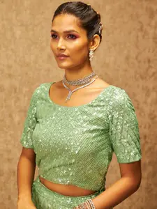 Soch Embellished Sequinned Detail Unstitched Lehenga & Blouse With Dupatta