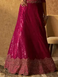 Soch Embellished Sequinned Round Neck Unstitched Lehenga & Blouse With Dupatta
