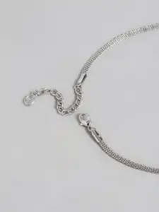 Estele Women Rhodium-Plated CZ Studded Necklace with Earrings