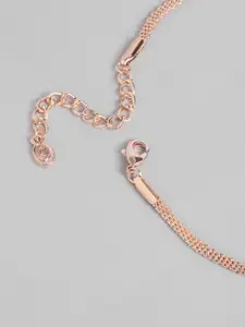 Estele Women Rose Gold-Plated CZ Studded Necklace with Earrings