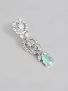 Estele Rhodium-Plated CZ Contemporary Drop Earrings