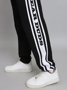 WEARDUDS Men Brand Logo Printed Pure Cotton Relaxed Fit Track Pants