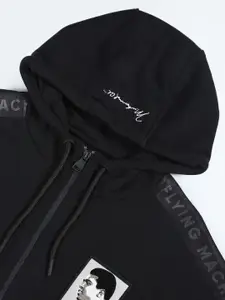 Flying Machine Typography Printed Hooded Pure Cotton Pullover