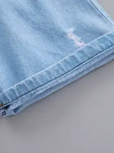 StyleCast Boys Blue Checked Shirt Collar Short Sleeves T-shirt With Shorts