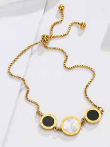 MYKI Gold-Toned Cubic Zirconia Stainless Steel Gold-Plated Link Bracelet