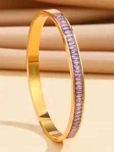 MYKI Cubic Zirconia Gold-Plated Stainless Steel Kada Bracelet