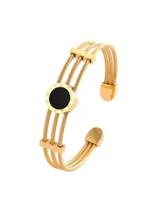 MYKI Women Gold-Toned Cubic Zirconia Gold-Plated Kada Bracelet