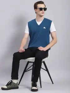 Monte Carlo Striped V-Neck Sleeveless Woollen Sweater Vest