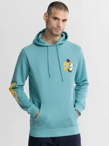 Snitch Sea Green Graphic Printed Hooded Pure Cotton Sweatshirt