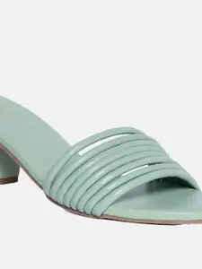 Tokyo Talkies Sea Green Strappy Open Toe Block Heels