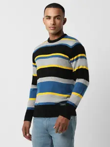 Peter England Casuals Striped Pullover Acrylic Sweater