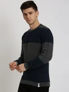 Peter England Casuals Self Design Pure Cotton Pullover Sweater