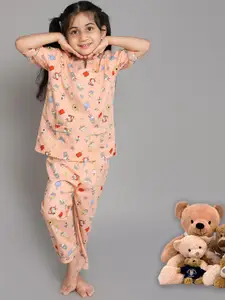 BAESD Girls Conversational Printed Pure Cotton Night Suit