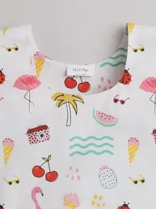 BAESD Girls Conversational Printed Pure Cotton Nightdress